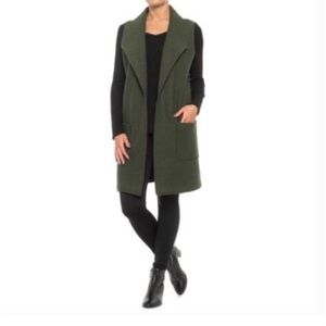Tahari Forest Green Wool Blend Duster Long Vest and Long